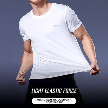 2024 Polyester Gym Shirt Sport T Shirt Men Short Sleeve Running Shirt Men Workout Training Tees Fitness Top Sport T-Shirt