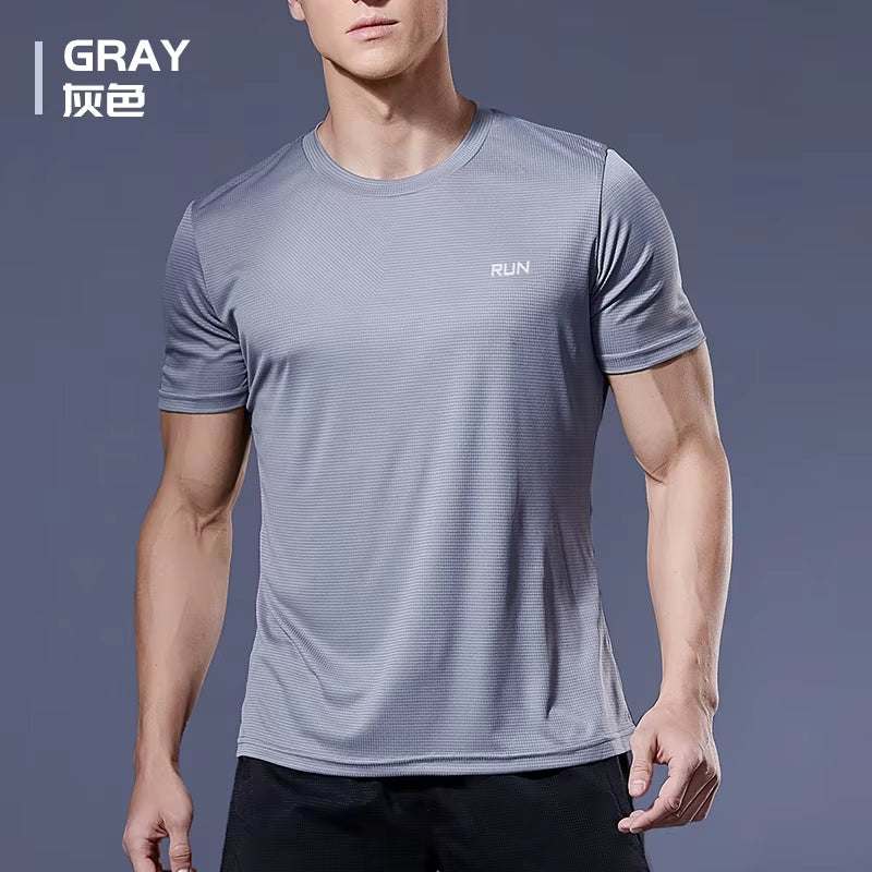 2024 Polyester Gym Shirt Sport T Shirt Men Short Sleeve Running Shirt Men Workout Training Tees Fitness Top Sport T-Shirt