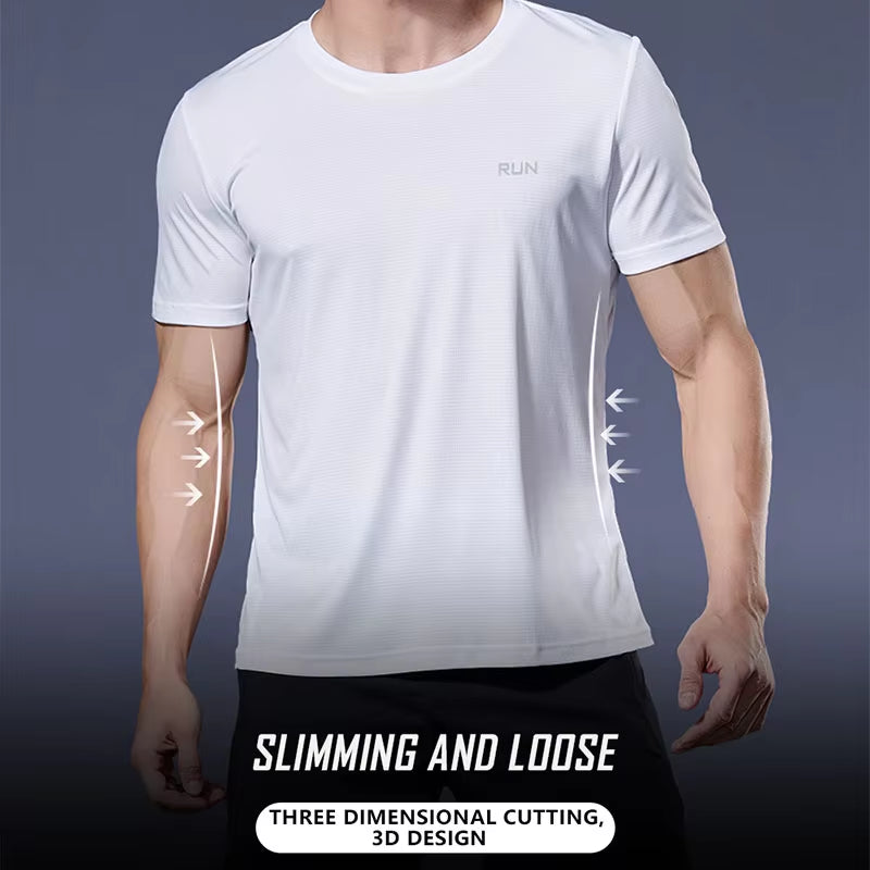 2024 Polyester Gym Shirt Sport T Shirt Men Short Sleeve Running Shirt Men Workout Training Tees Fitness Top Sport T-Shirt