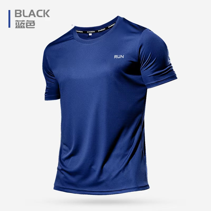 2024 Polyester Gym Shirt Sport T Shirt Men Short Sleeve Running Shirt Men Workout Training Tees Fitness Top Sport T-Shirt